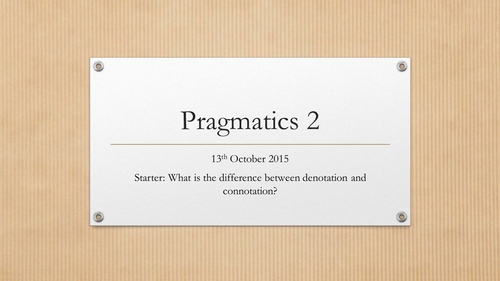 Pragmatics - A-Level English Language