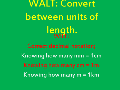 Converting between units of length Powerpoint - Year 5 and 6