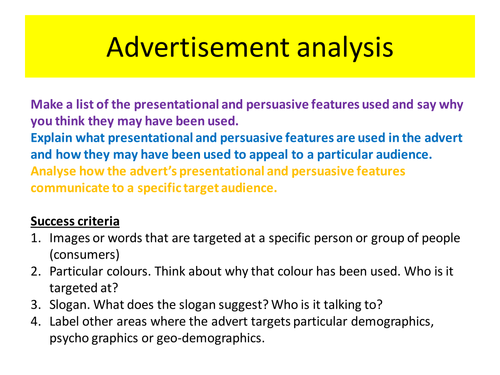 Advertising Media / English project useful as an enrichment activity