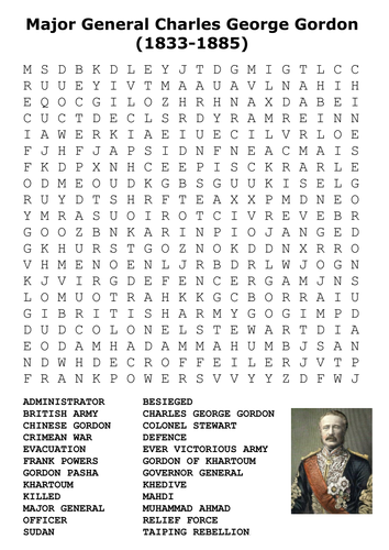 Major General Charles George Gordon Word Search