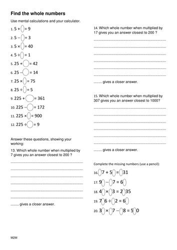 Find the whole numbers