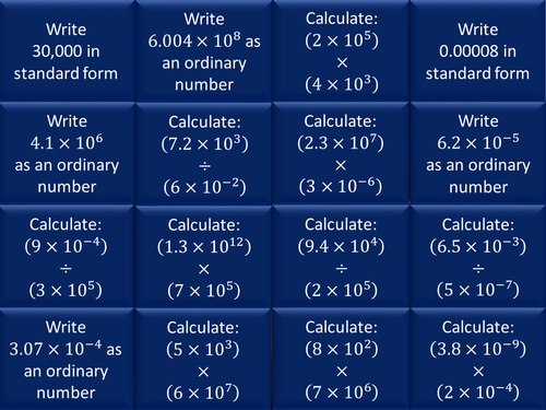 Multiplying and dividing standard form