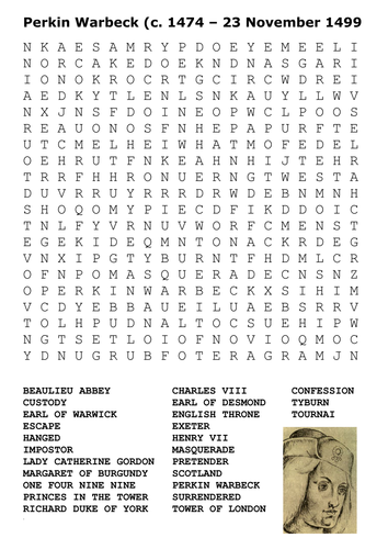 Perkin Warbeck Word Search