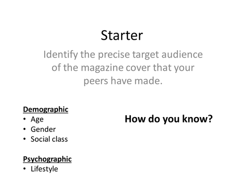 Media studies GCSE Analysing and creating magazine covers connotation - reader profiles - audience