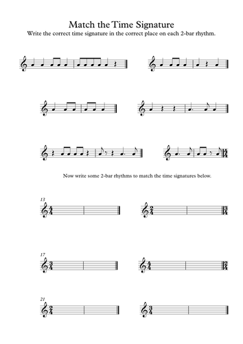 Match the Time Signature Exercises