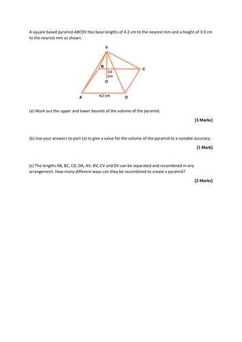 Geometry, Bounds and Multiplicative Counting Exam Question.