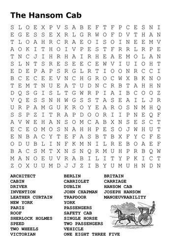 The Hansom Cab Word Search