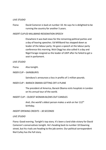 English/Media studies Investigating Television News TV News - ready to go lessons useful as project