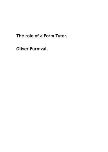 The role of a form tutor. | Teaching Resources