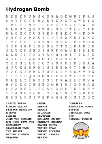 The Hydrogen Bomb Word Search