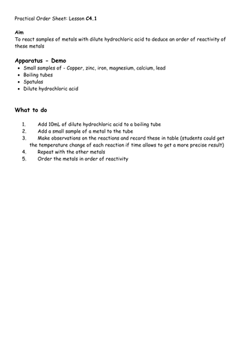 AQA C4.1 (New GCSE Spec 4.4 - exams 2018) - The reactivity series