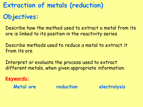 AQA C4.2 (New GCSE Spec 4.4 - exams 2018) - Extraction of metals and reduction