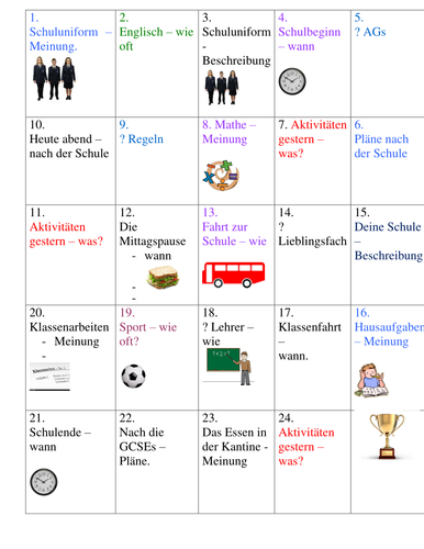 Edexcel GCSE German (1-9) Role plays - School
