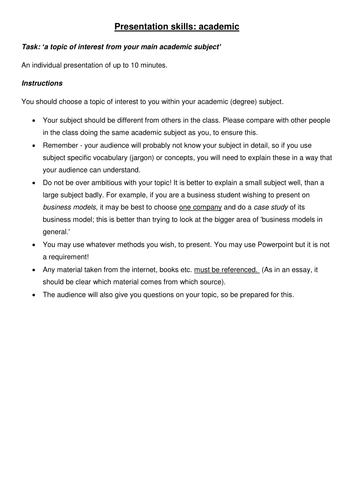 Presentation skills: academic