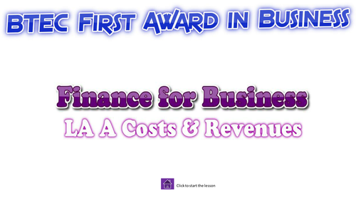 BTEC Business Finance Direct Cost and Indirect Costs