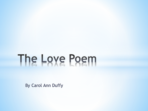 AQA A level post 1900 poetry Duffy's The Love Poem