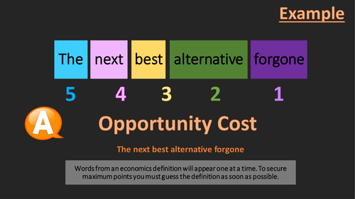 Economics Key Word Game for Lesson Starter