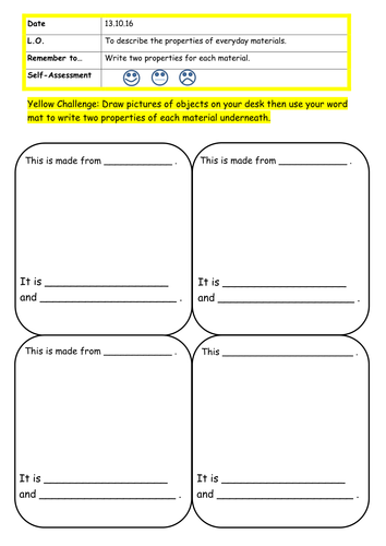 Properties of materials SMART board and worksheet