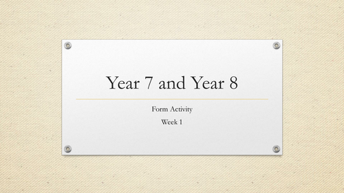 Form/Tutor Time Curriculum