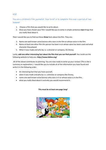 Writing a film review. Good for; planning, writing organisation.