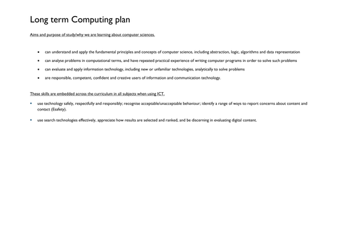 Long term Computing plan