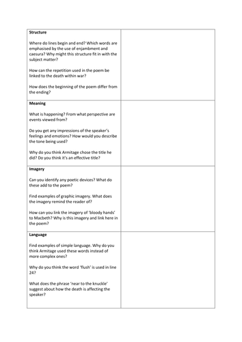 Remains Lesson (AQA Power and Conflict Cluster)