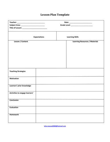 Lesson Plan Template | Teaching Resources