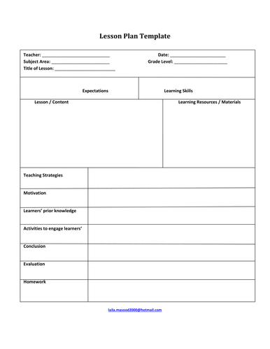 Lesson Plan Template