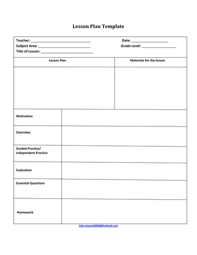 Lesson Plan Template