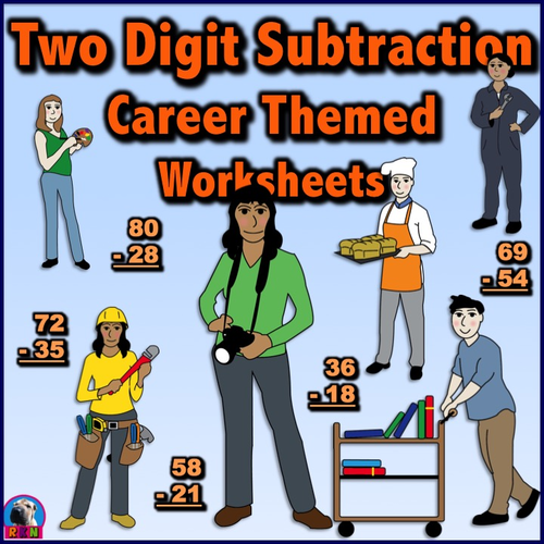 Two Digit Subtraction Worksheets - Careers - Vertical
