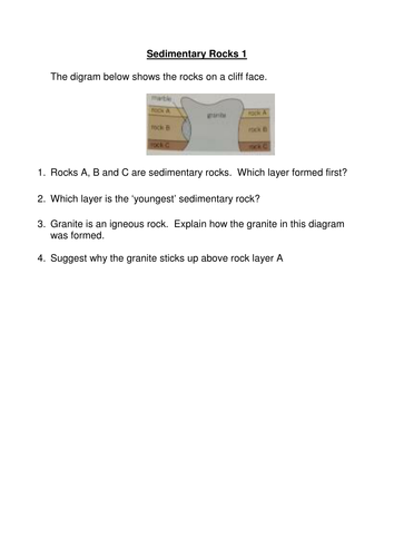 Sedimentary rock worksheet