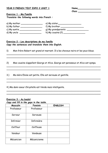 Expo 2 Unit 1 assessment | Teaching Resources