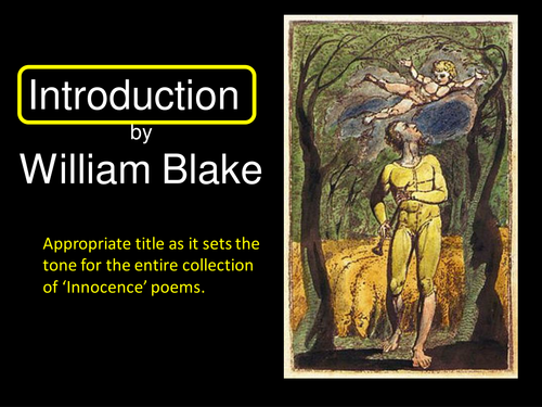 OCR GCE H074 Literature Poetry - 'Introduction' from Songs of Innocence by William Blake.