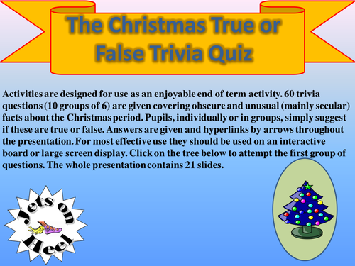 True Of False Christmas Trivia Challenge Teaching Resources