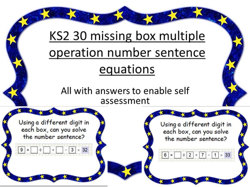 ks2 30x missing box multiple operation number sentence challenges