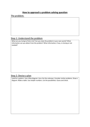 Problem Solving Template