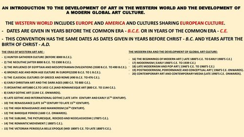 POWERPOINT ON THE DEVELOPMENT OF WESTERN ART AND INTERNATIONAL MODERN ART.