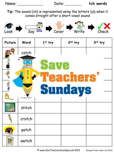 Tch Words Spelling Worksheets and Dictation Sentences for Year 1
