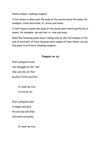 Poetry Rhyming Couplets Ks12 - 