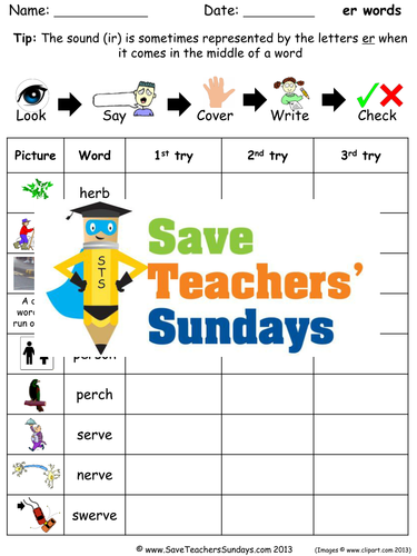 Stressed Er Words Spelling Worksheets and Dictation Sentences for Year 1