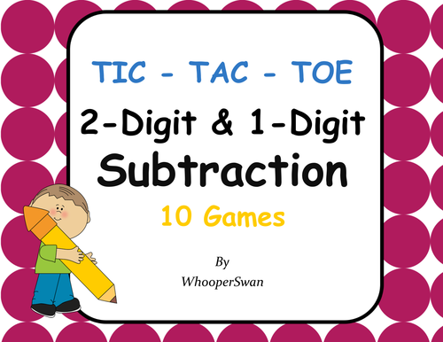 2-Digit and 1-Digit Subtraction Tic-Tac-Toe