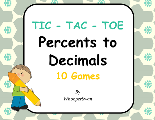Percents to Decimals Tic-Tac-Toe