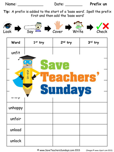 Un Words Spelling Worksheets and Dictation Sentences for Year 1