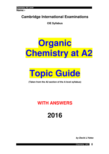 Organic chemistry booklet (A2)