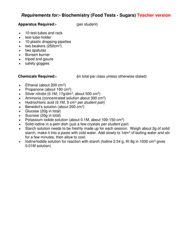 Practical Biochemistry Food tests and serial dilution (AS)