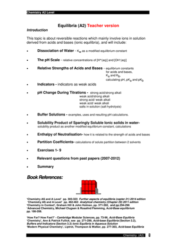 Chemistry (A2) Equilibria theory and practicals
