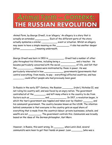 Animal Farm: Context - The Russian Revolution | Teaching Resources