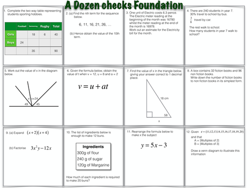 A Dozen questions Foundation level