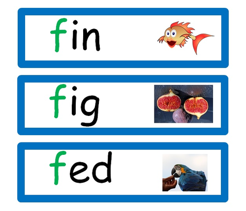 Word flashcards for Phase 2 - with and without pictures