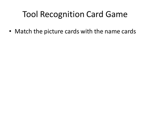 Hand Tool Recognition Cards - Starter Activity
